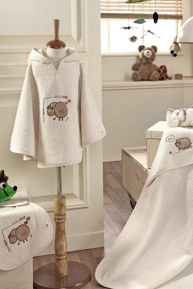 Ecocotton Badeponcho Baby Poncho Set LITTLE SHEEP aus 100% Bio Baumwolle  (4-teilig), Baumwolle (Bio- GOTS-zertifiziert), Kapuze, Poncho zum  Überziehen, Lätzchen mit Druckknopf, mit Kapuze, nachhaltig, angenehm zu  tragen