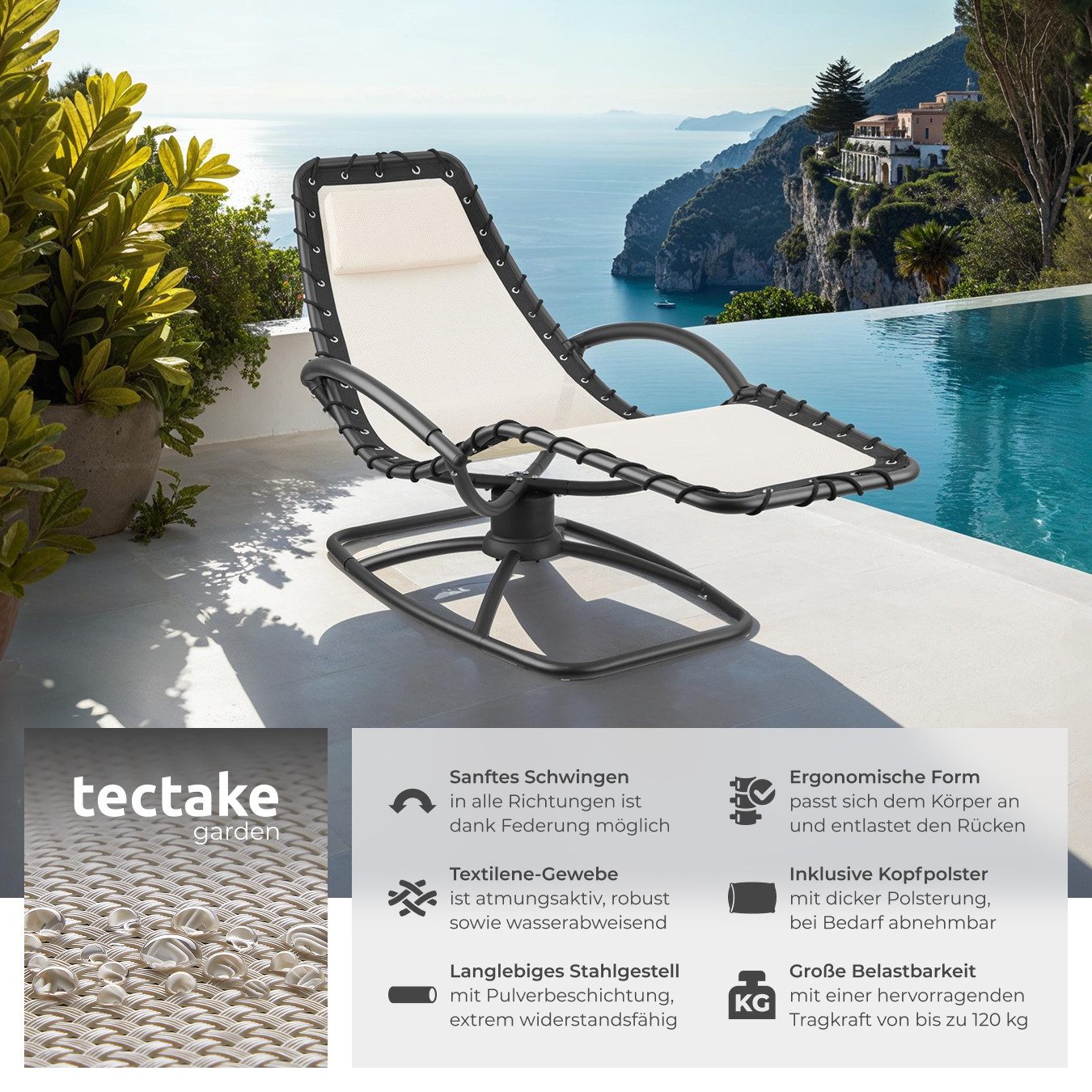 tectake Gartenliege Toulon, 1 St., Ergonomische günstig online kaufen
