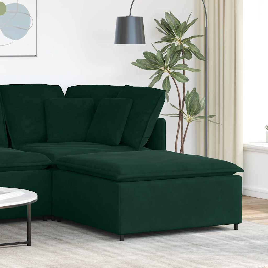 vidaXL Sofaelement Modulares Sofa Fußhocker-Modul Dunkelgrün 100x100x48 cm
