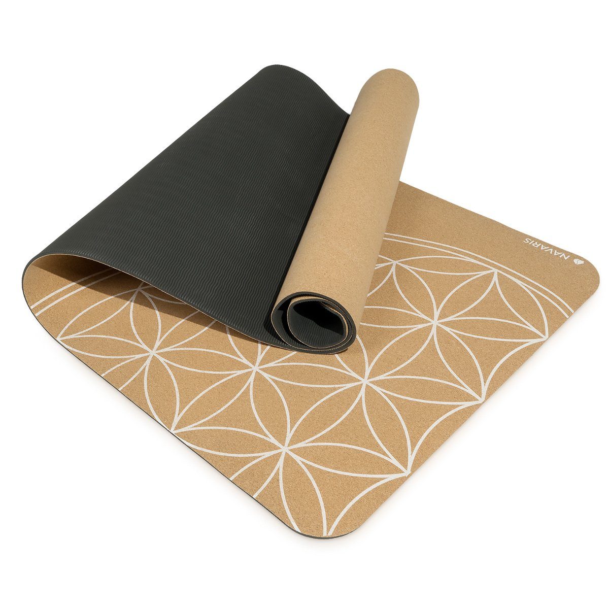 Navaris Yogamatte Korkmatte mit Tragegurt, rutschfest, 183x61x0,5cm (1-St)