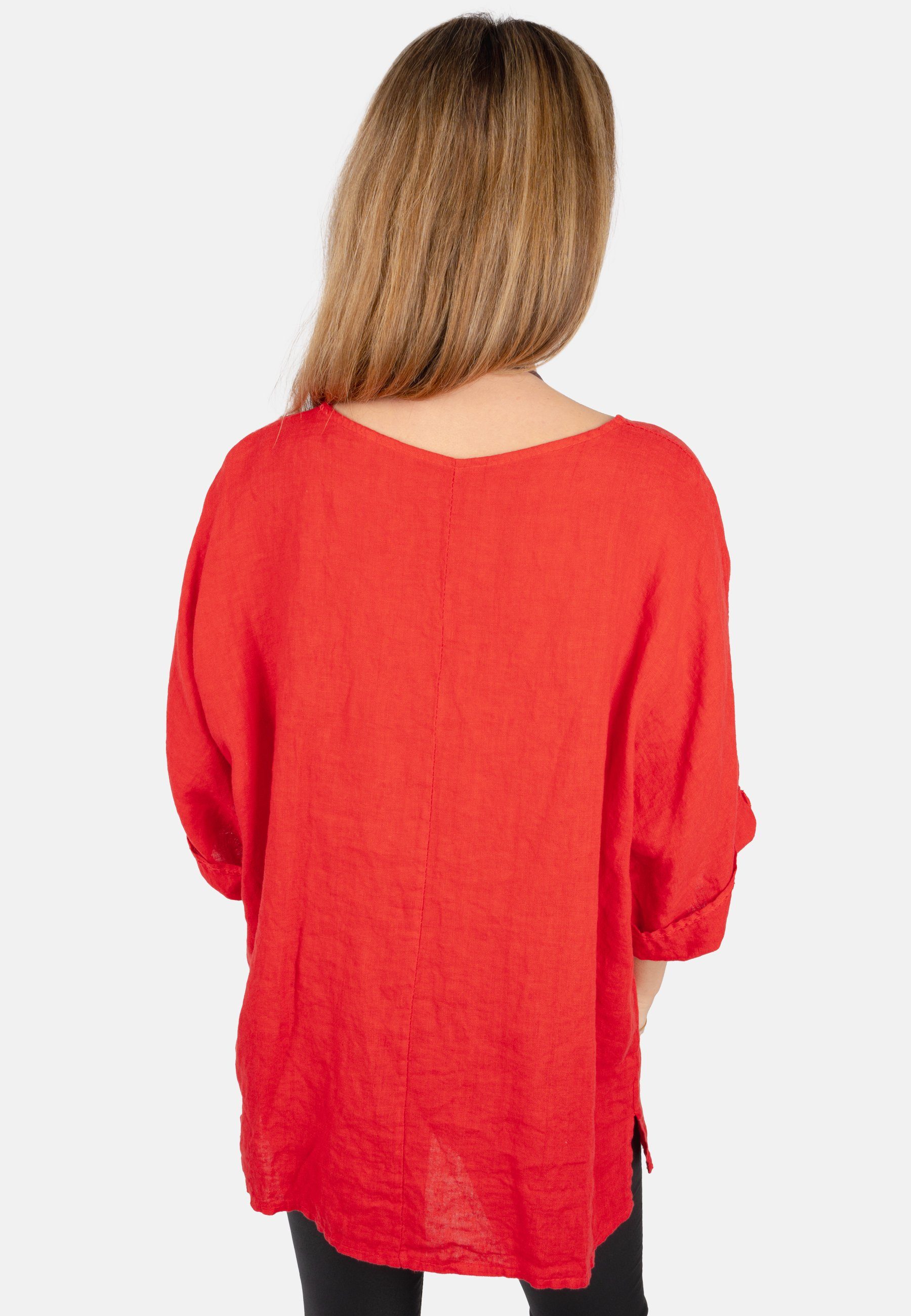 Seasons of April Kurzarmbluse LINA OVERSIZED Weit geschnittene Leinenbluse