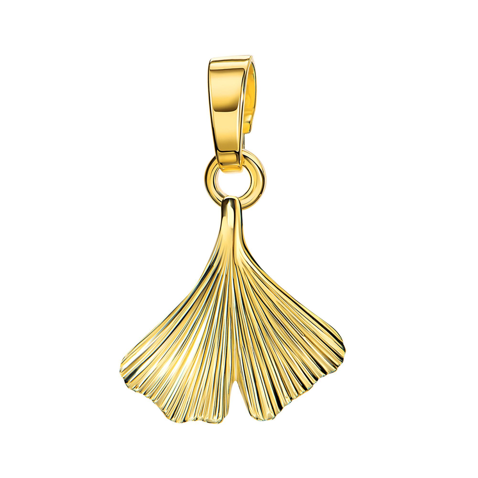 Kettenanhänger 750 Gold Ginkgo Anhänger