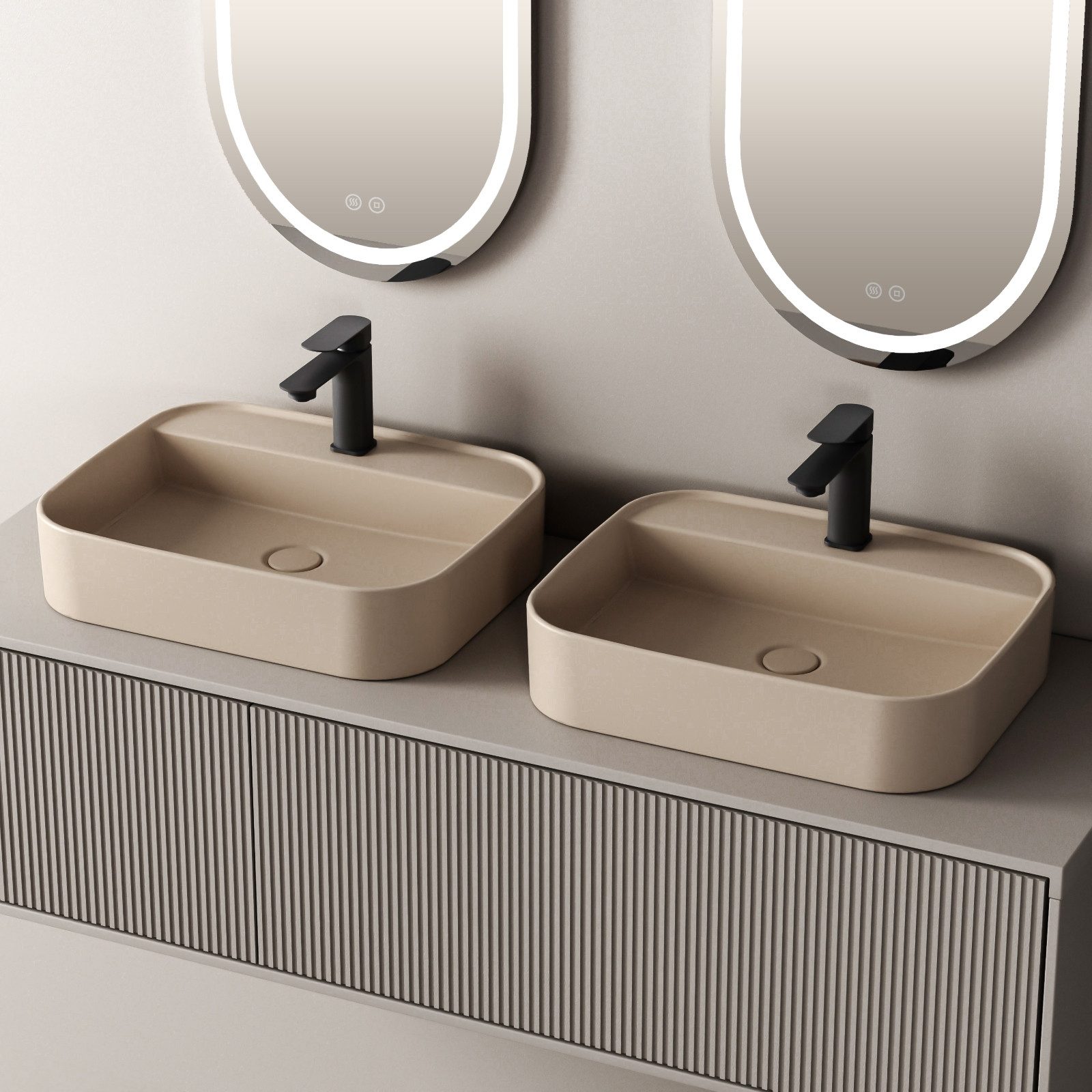 EMKE Aufsatzwaschbecken Keramik Waschbecken Hängewaschbecken Eckiger günstig online kaufen