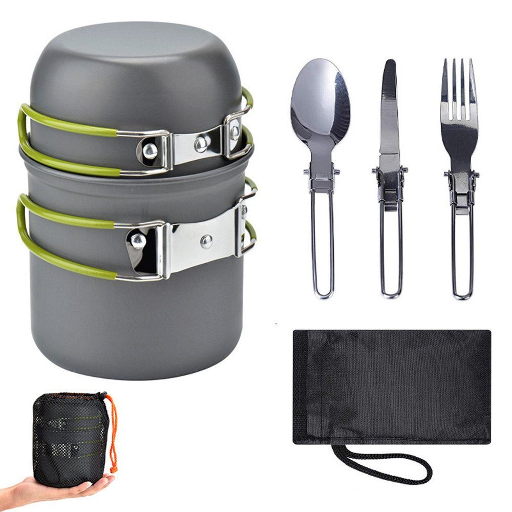 Töpfen green Geschirr XDeer Topf Camping, Picknick Camping Kochtopf Set,Campinggeschirre Kochgeschirr Kochgeschirr Set Set Gaskocher Bratpfanne