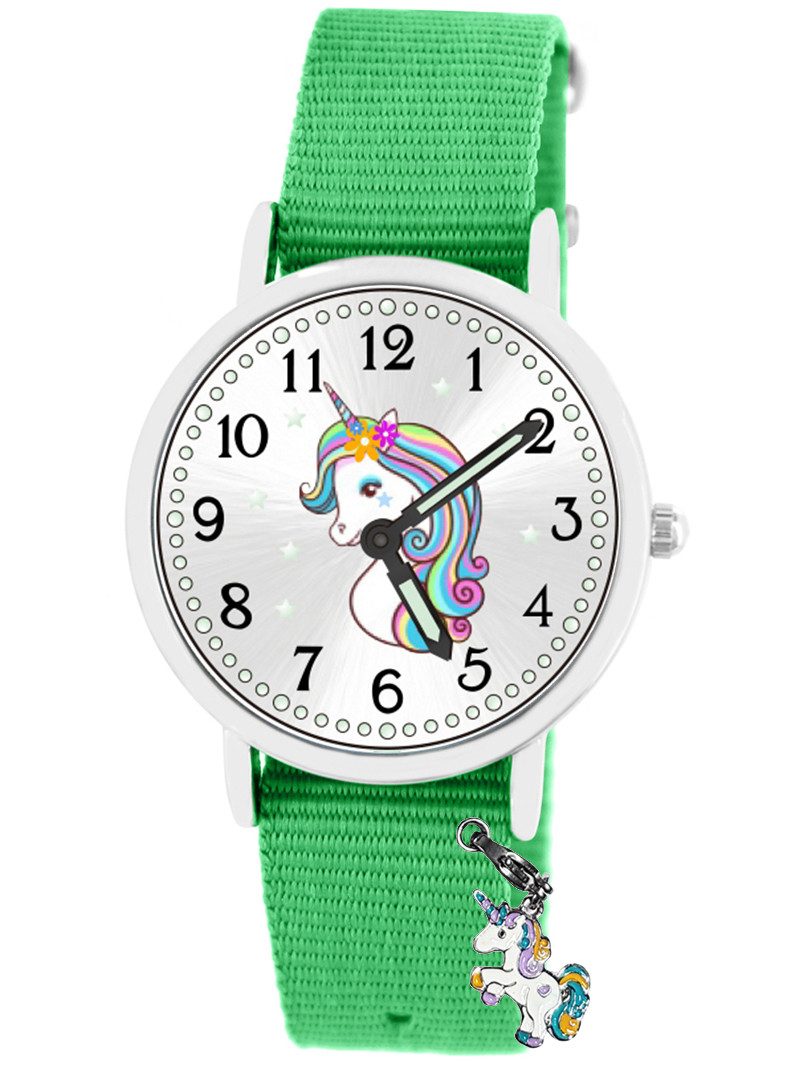 Brecjon Quarzuhr Kinder Armbanduhr Einhorn mit Charms Leuchtsterne Wechselarmband 5ATM, Mix und Match Design - kostenloser Versand