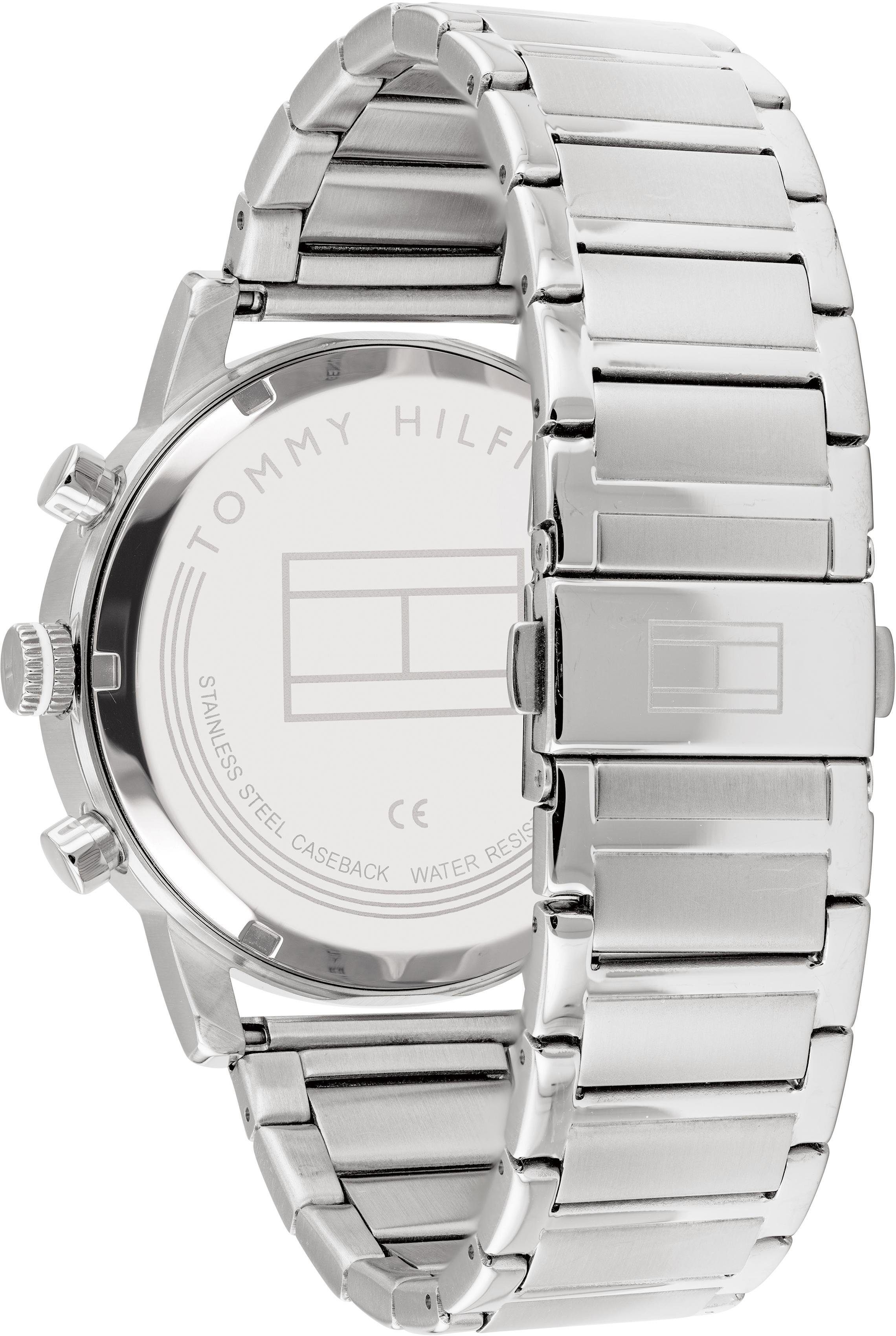 Tommy Hilfiger Multifunktionsuhr KANE 1710401, Quarzuhr, Armbanduhr, Herrenuhr, Datum, analog, Edelstahlarmband