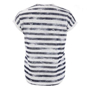 modAS T-Shirt Damen T-Shirt mit Streifen in Leinenoptik - Kurzarmshirt Maritim