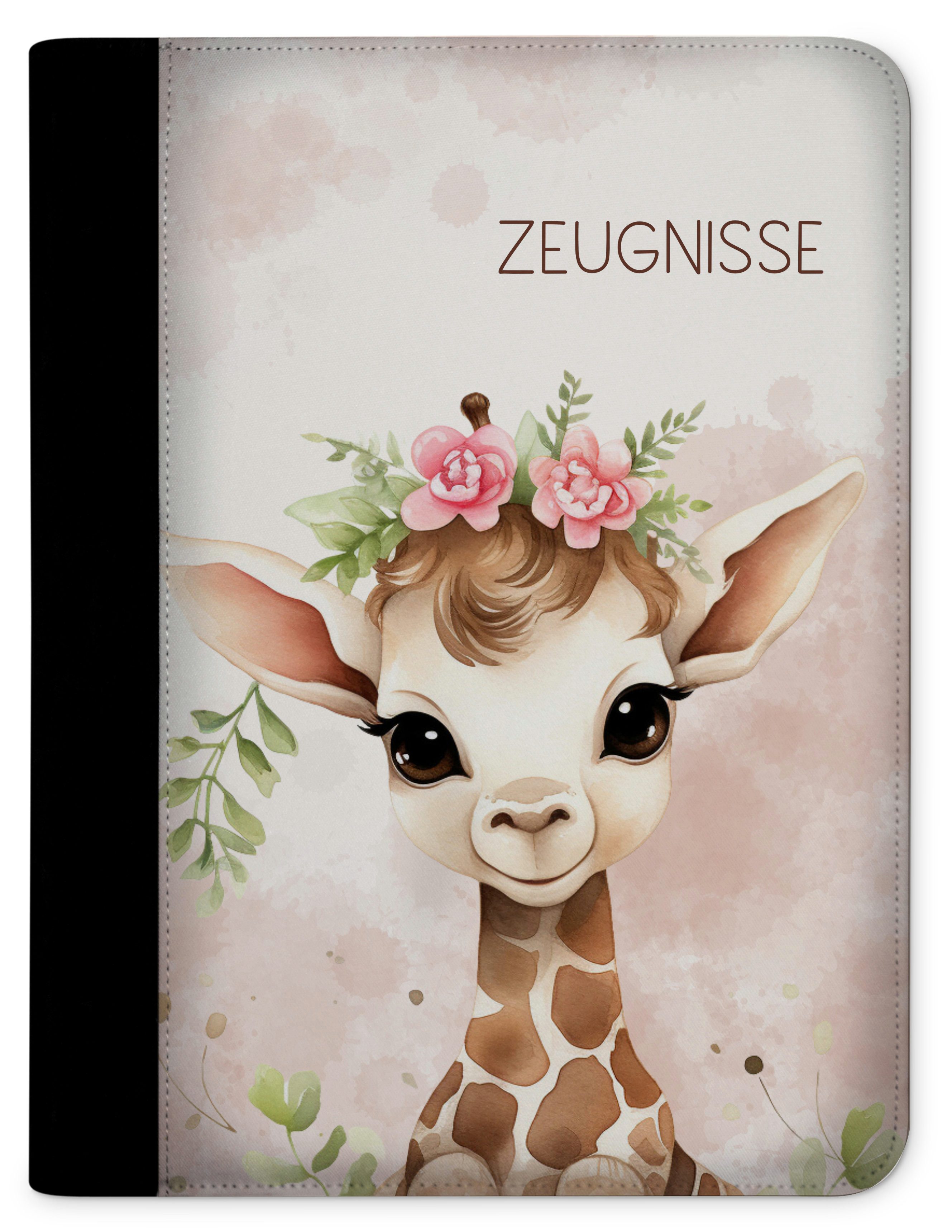 CreaDesign Schreibmappe Kinder Zeugnismappe, Dokumentenmappe, Ordner A4, Giraffe Blume (1-St)