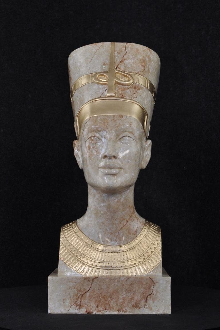 Nofretete Figut Skulptur JVmoebel Design 52cm Skulptur Beige Ägyptische Büste Statue