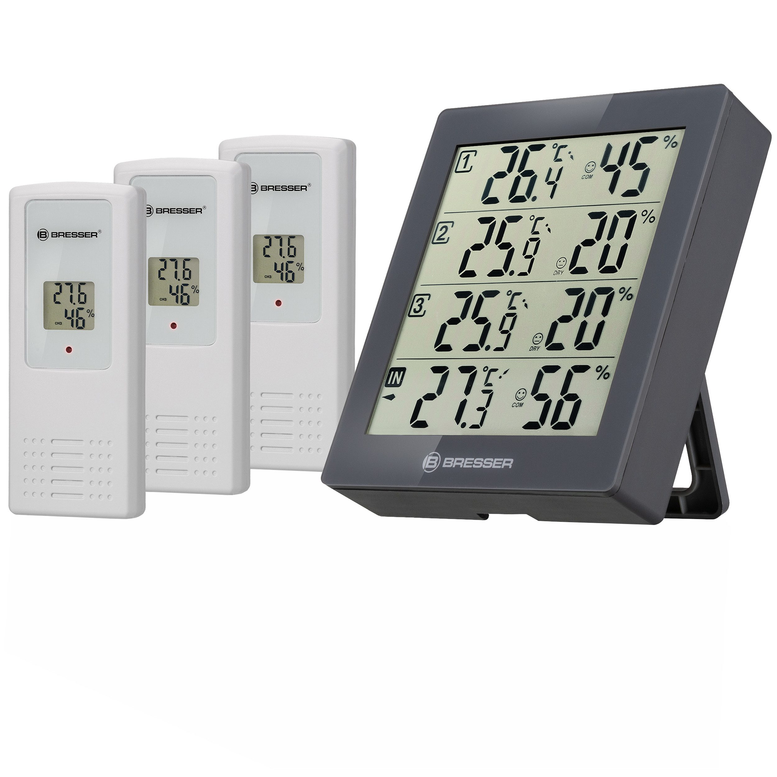 Hygrometer Thermo- / Hygrometer Quadro mit 3 Außensensoren g.