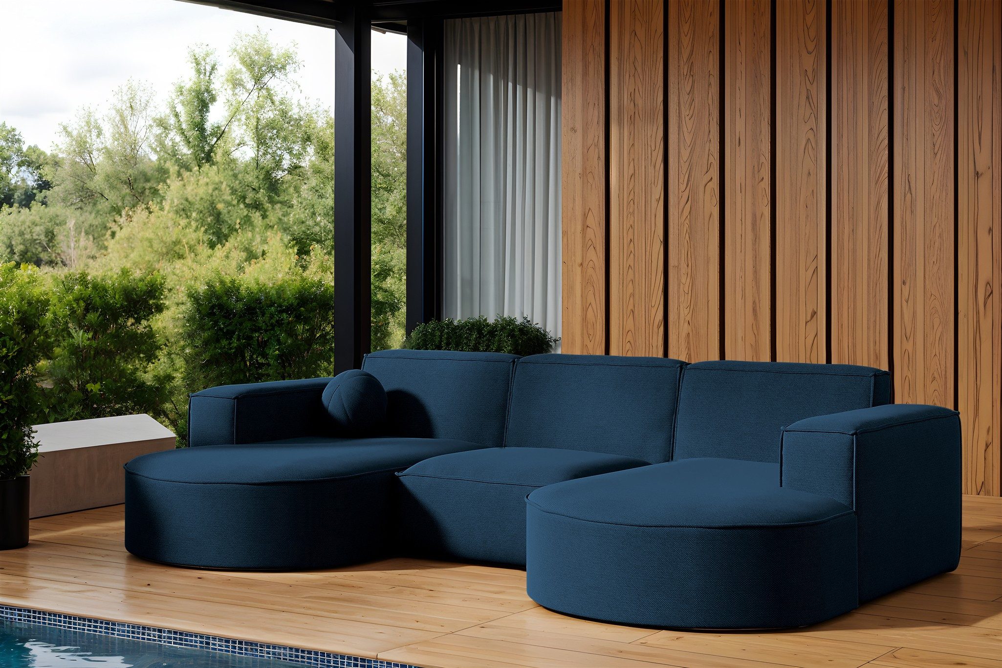 Fun Möbel Loungesofa Gartenmöbel Gartensofa Ecksofa U-Form SUNDAY, inkl. 1 Zierkissen, Wetterfester Stoff