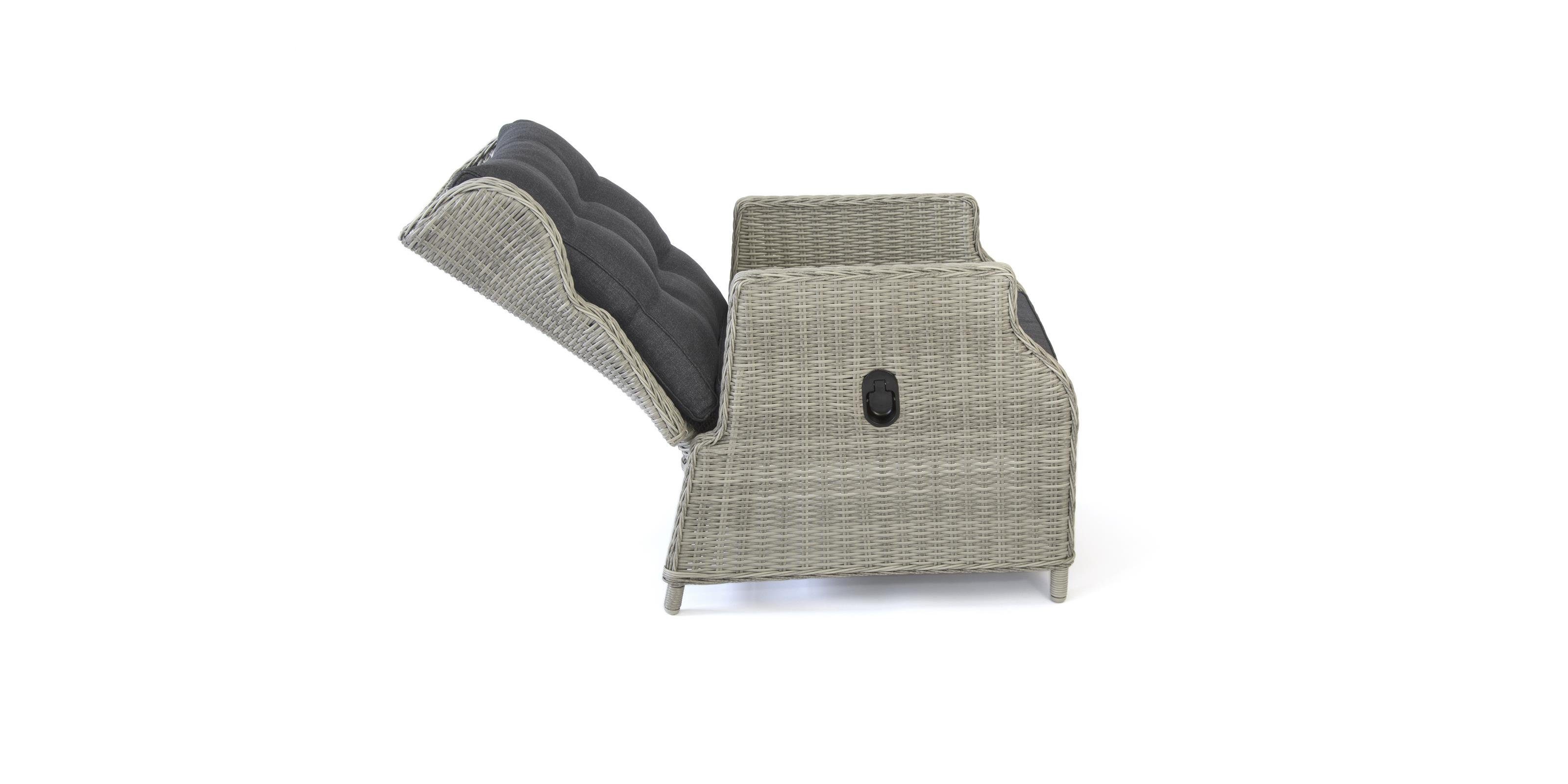 bellavista - Home&Garden® Garten-Essgruppe »Canelli« Dininglounge Set Sitzgruppe Loungemöbel Lounge Gartenmöbel, (Set, 6-tlg., 1 Sofa, 2 Sessel, 2 Hocker, 1 Tisch, inkl. Auflagen), grau, Polyrattan, für 7 Personen, wetterfest - Garten, Terrasse