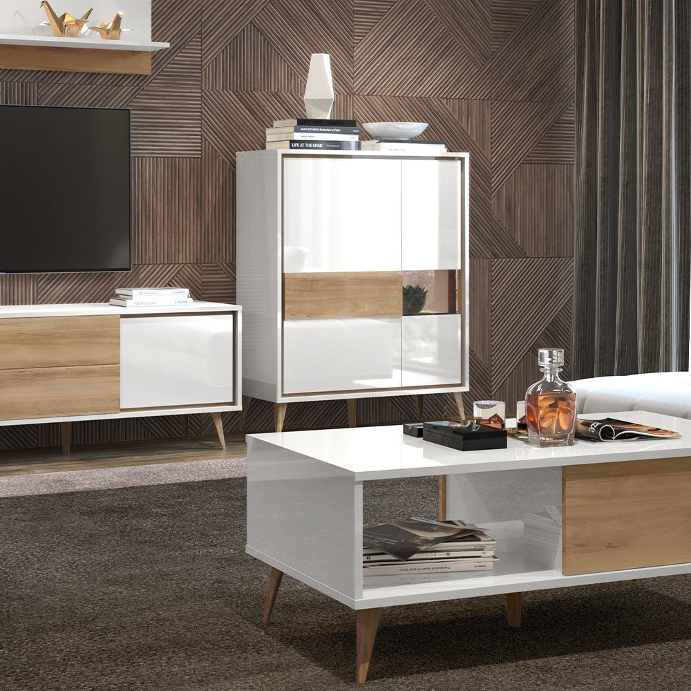 OTTO home Highboard Vida (H/B/T): 121/95/40cm), UV lackiert, hochglänzend, Soft-Close und Push-to-open Funktion