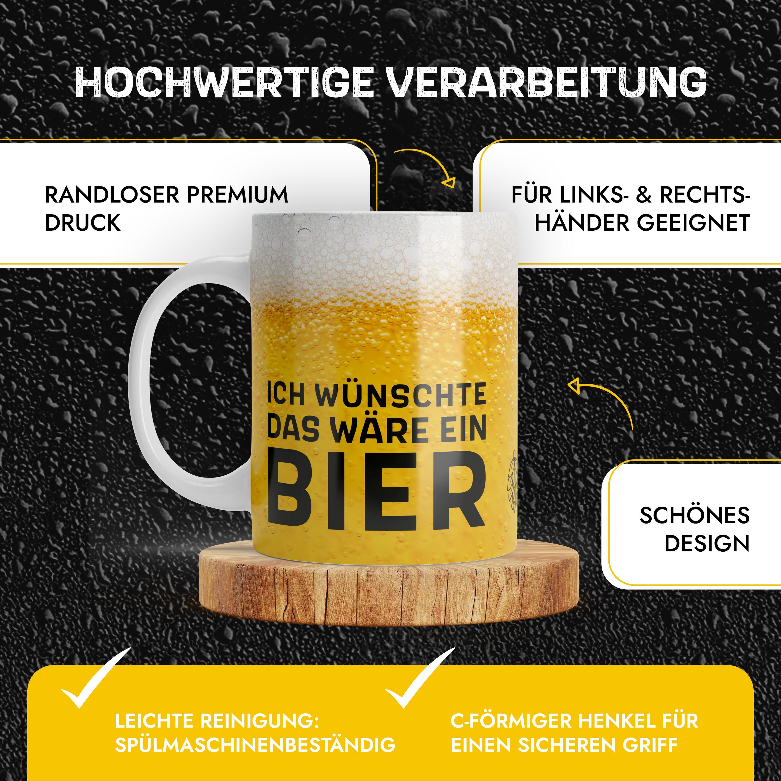 Amari Tasse Bier Tasse Ich wünschte das wäre ein Bier, 330 ml Geschenkbox, Keramik, Spruch, Rundumdruck, mit Geschenkbox – Bild 3 von 5
