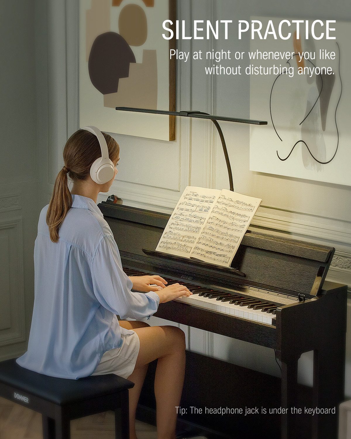 Donner Digitalpiano 88 Tasten Hammermechanik vollgewichtet E-Piano für Anfänger DDP-90 (Schutzhülle, Buff-Stop, Notenständer, Pedal, Ständer)