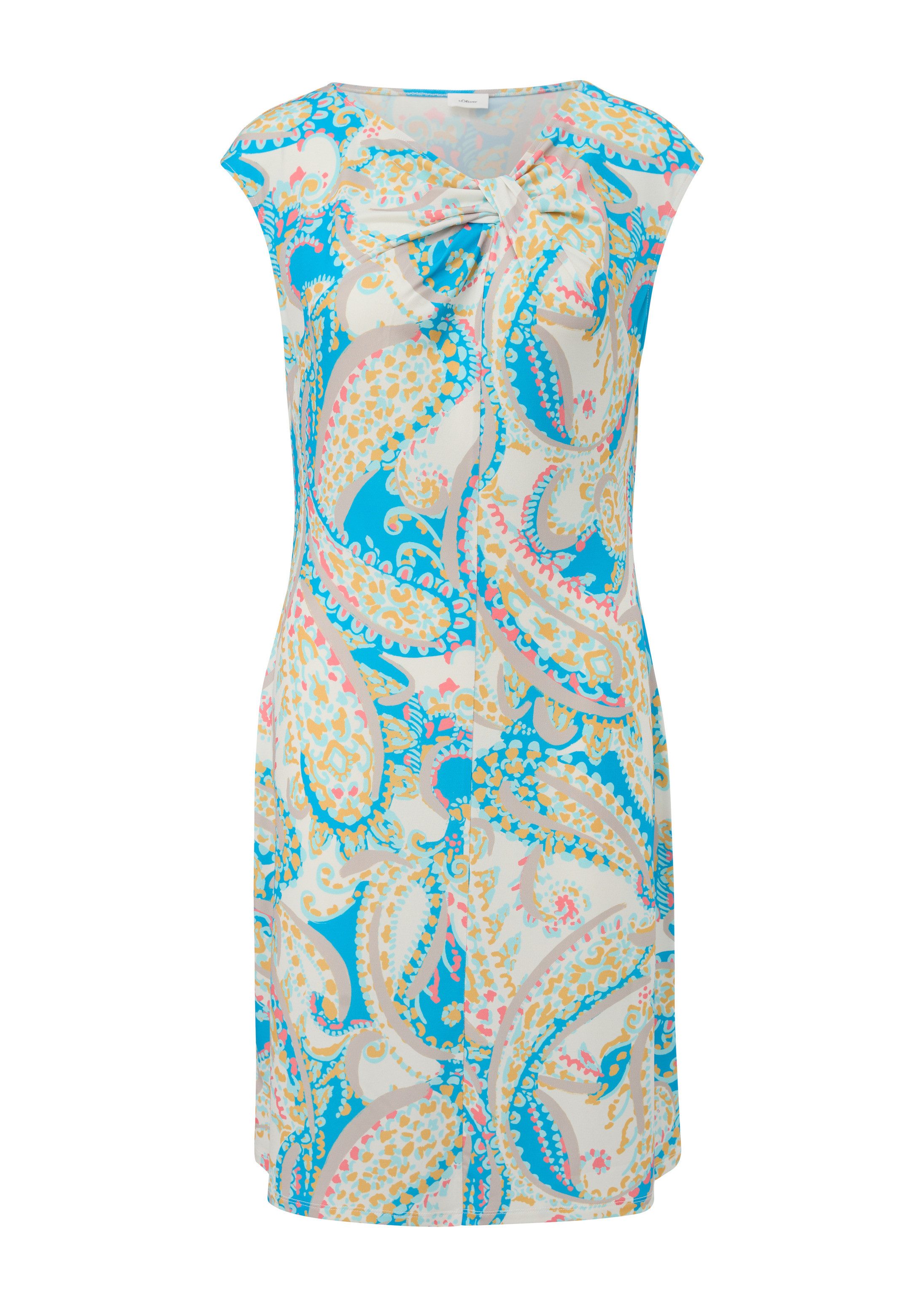 s.Oliver Minikleid Kleid Ärmelloses Kleid mit All-over-Print und Knoten-Detail – Bild 2 von 5