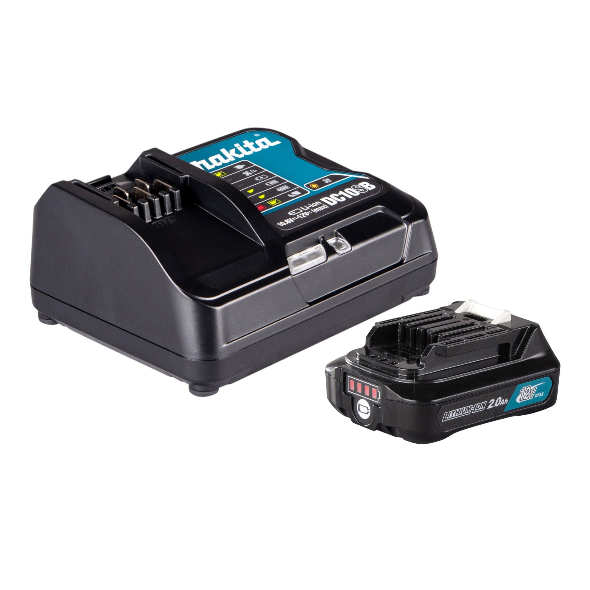 Makita Akku-Handstaubsauger CL 108 FDSAW Akku Staubsauger 12 V 0,6 L weiß + 1x Akku 2,0 Ah + Lade