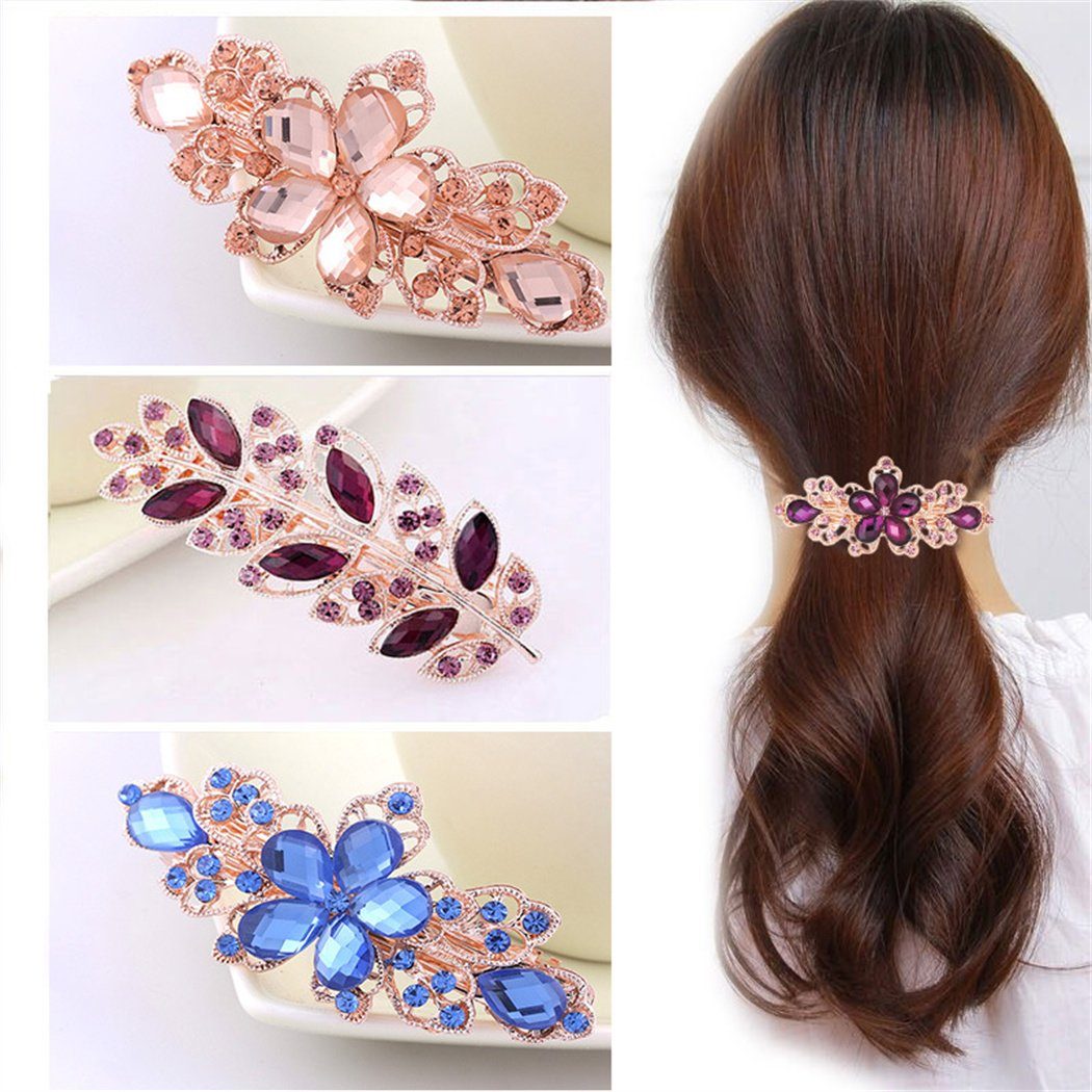 DAYUT Haarclip Mode Einfache große Strassstein Frühling Haarspangen, Haar-Accessoires, 4-tlg.