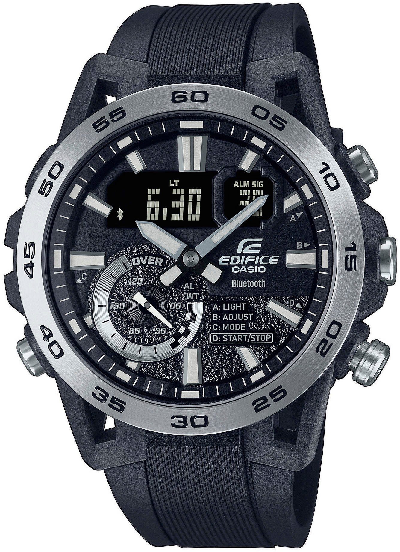 CASIO EDIFICE ECB-40P-1AEF Smartwatch, Armbanduhr, Herrenuhr, Bluetooth, Stoppfunktion, Weltzeit, digital