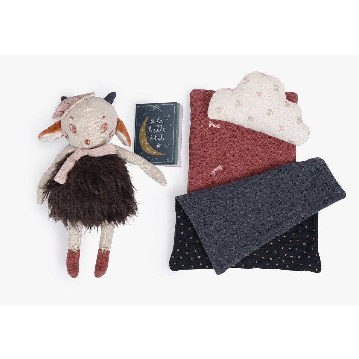 Moulin Roty Kuscheltier Gute-Nacht-Buch weiches Stoffbuch für Babys und Kinder zum Spielen (1-St)