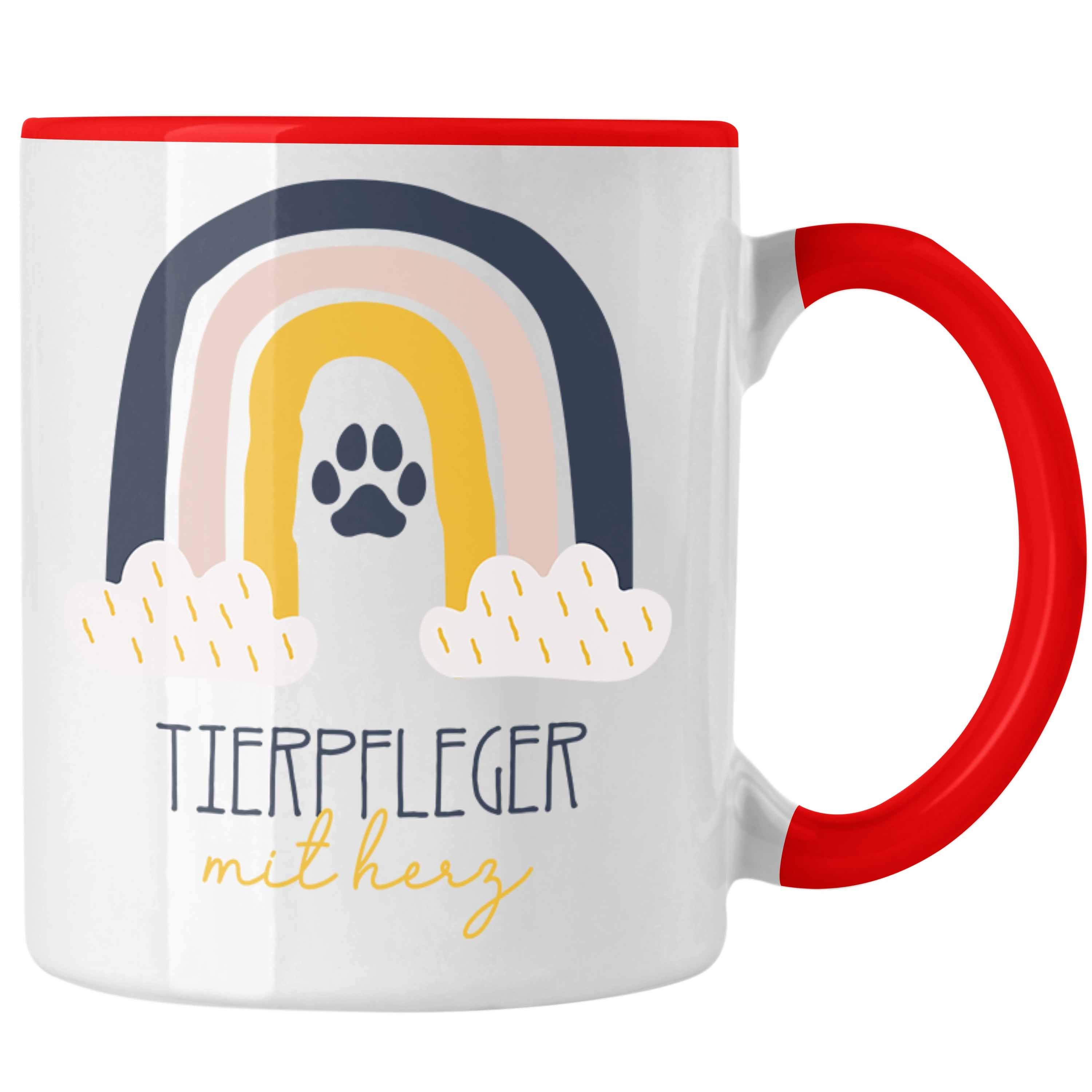 Trendation Tasse Tierpfleger Tasse Geschenk Tierpf Geschenkidee Rot für Danke Kaffeetassse