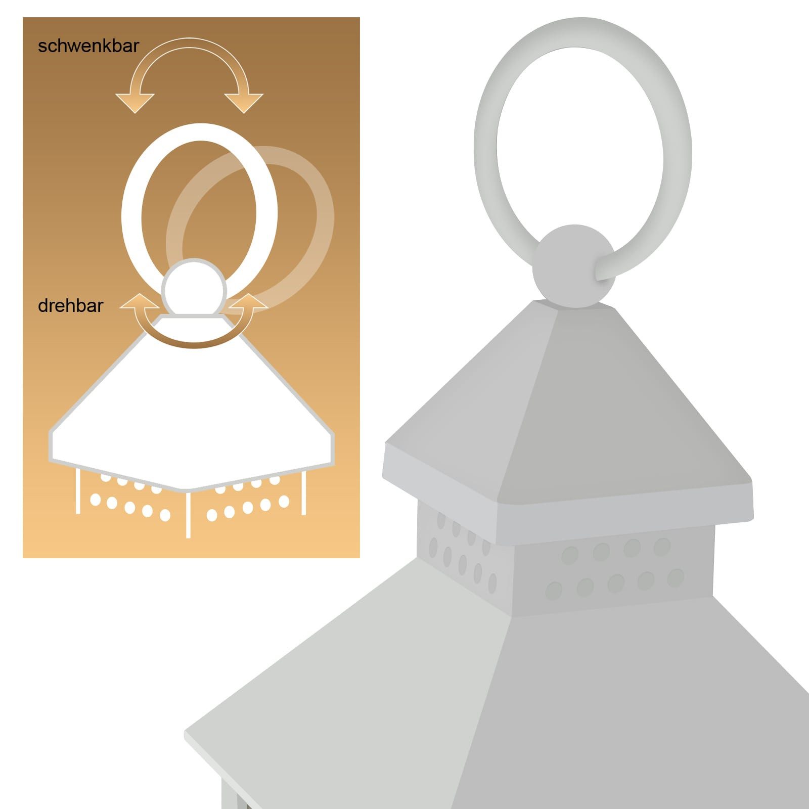 EAXUS LED Laterne Windlicht mit realistischem Flammeneffekt, LED fest integriert, warmweiß, 360° drehbarer Aufhängering, täuschend echte LED-Kerze