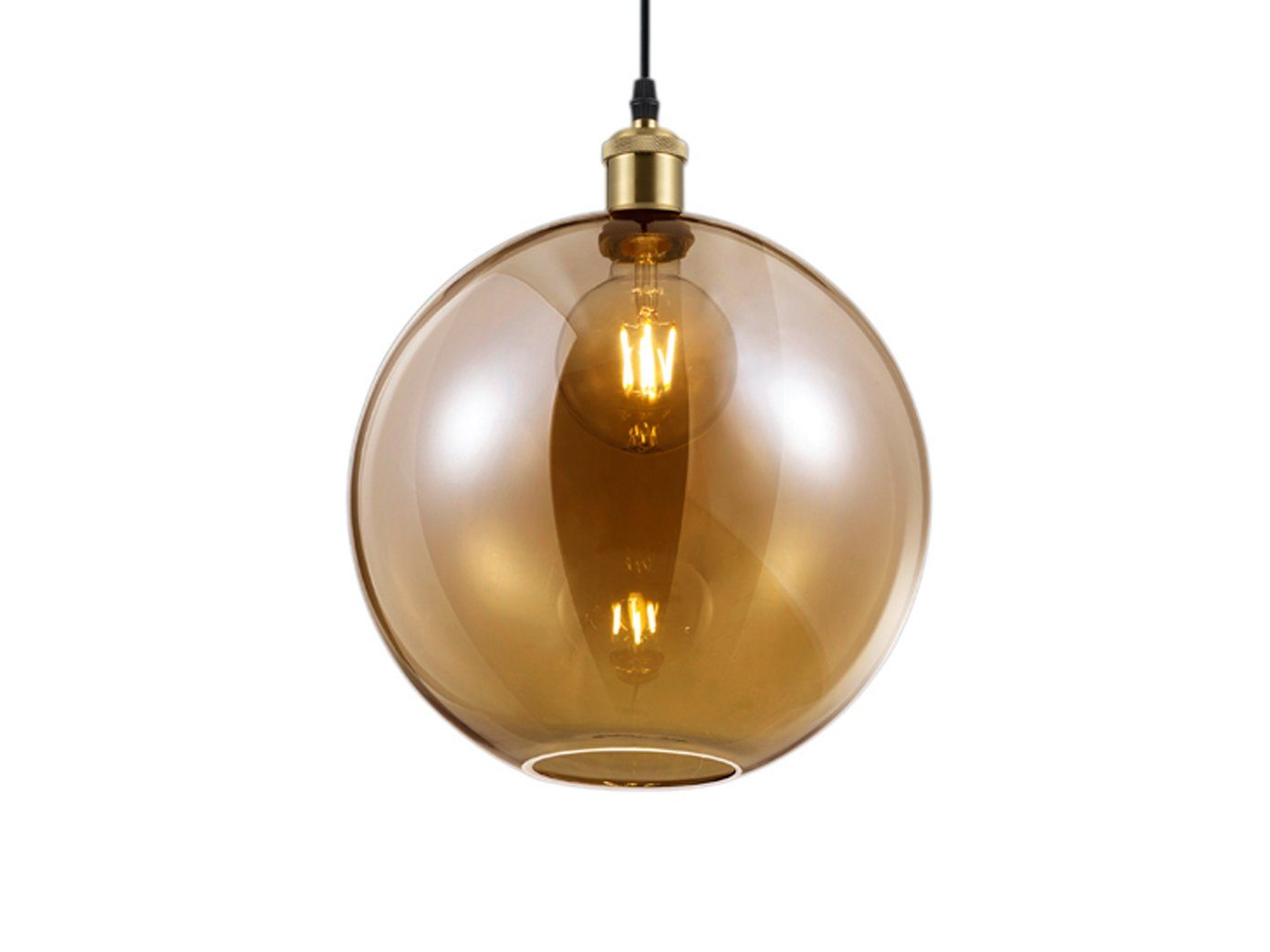 für einflammig Lampenschirm Ø30cm Warmweiß, Dimmfunktion, LED über-n hängend Glas-kugel Pendelleuchte, TRIO Esstisch, Amberfarben wechselbar, LED