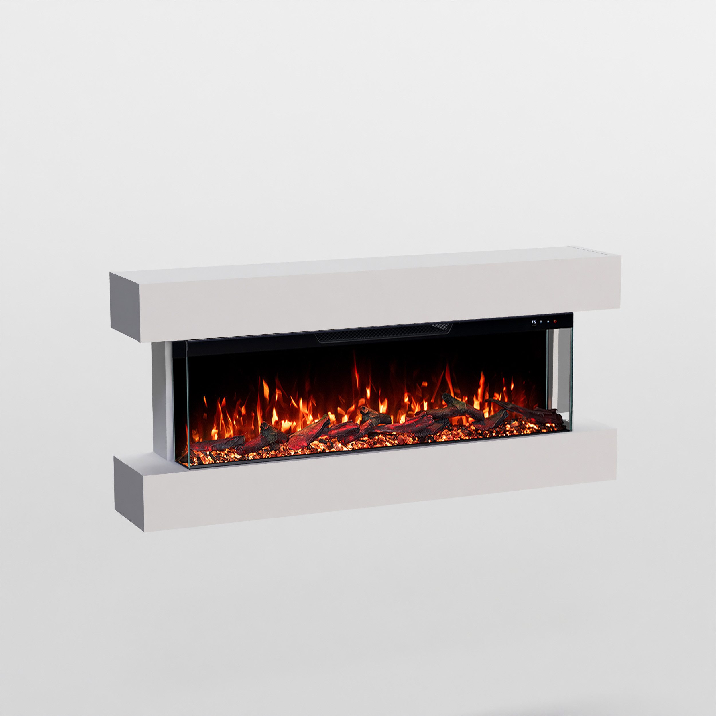 GF Core Elektrokamin Clear Wall Elektrokamin mit 3D Feuer und Heizung (Thermostat), Elektrischer Wandkamin mit APP Steuerung, Heizleistung (900- 1800 W)