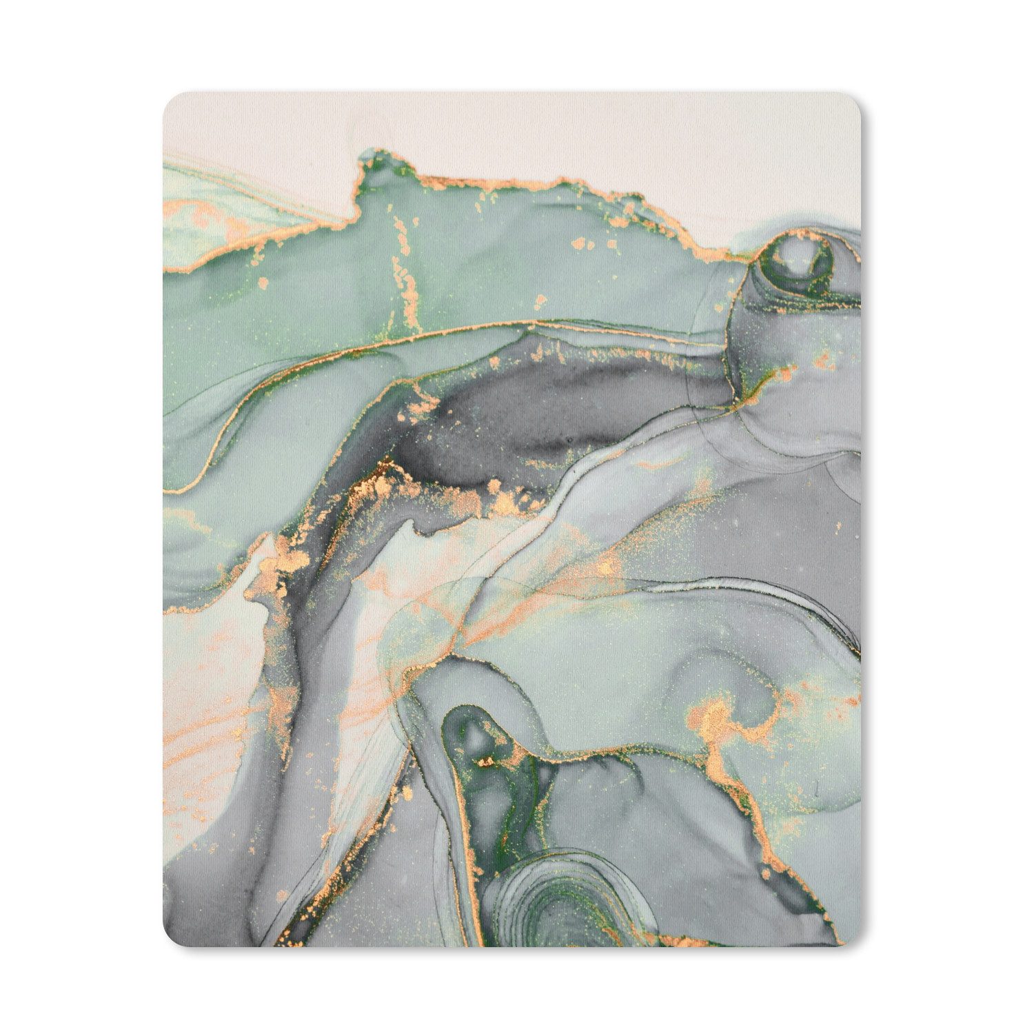 MuchoWow Mauspad Gold - Marmor - Grün - Luxus - Glitzer - Marmoroptik (1-St), Gaming, Mousepad Klein, Büro Zubehör, Mausunterlage, 19x23 cm