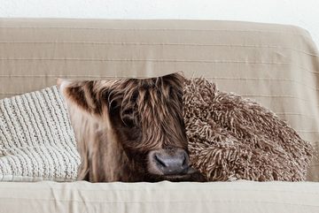 MuchoWow Dekokissen Schottischer Highlander - Schottische Kuh, Zierkissen mit Füllung für Wohzimmer, Schlafzimmer, Deko, Sofakissen