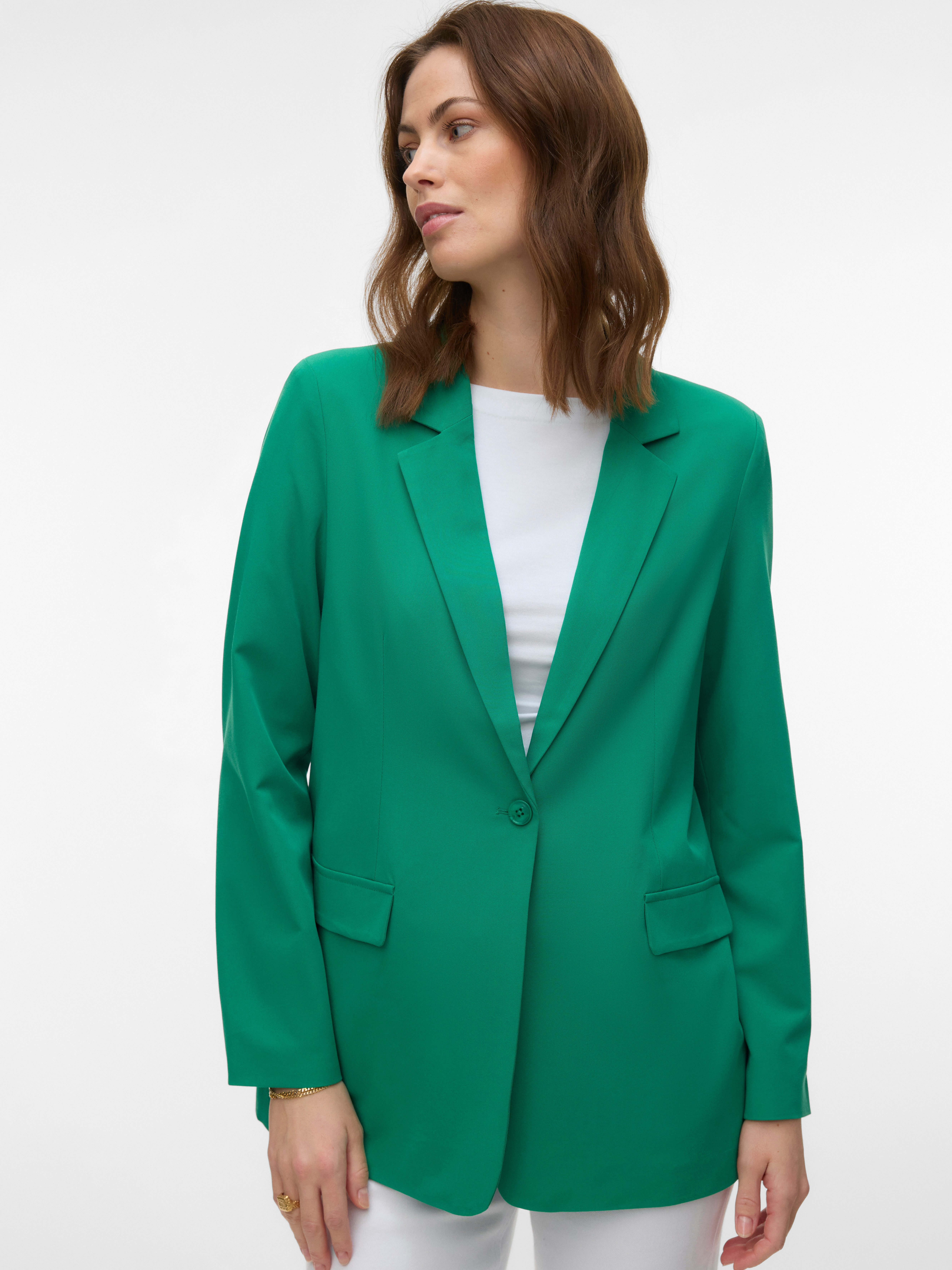 Vero Moda Longblazer VMZELDA LS LOOSE BLAZER NOOS lässige Form, 1-Knopf Verschluss