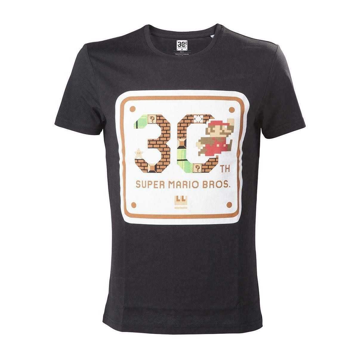 Super Mario Print-Shirt Super Mario T-Shirt 30 Jahre Jubiläum Geburtstag, Schwarz