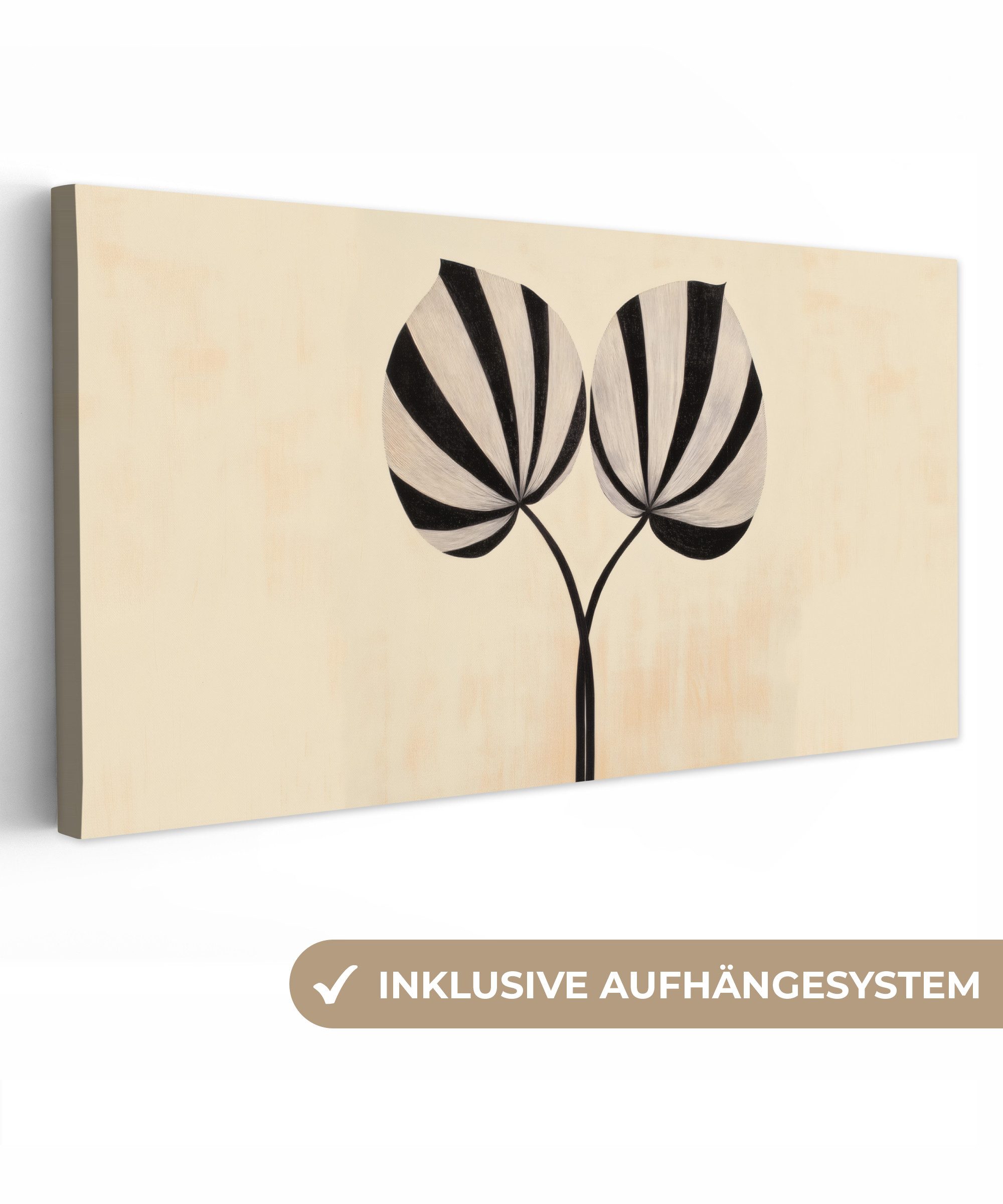 OneMillionCanvasses® Leinwandbild Panorama Blätter - Gestreift günstig online kaufen