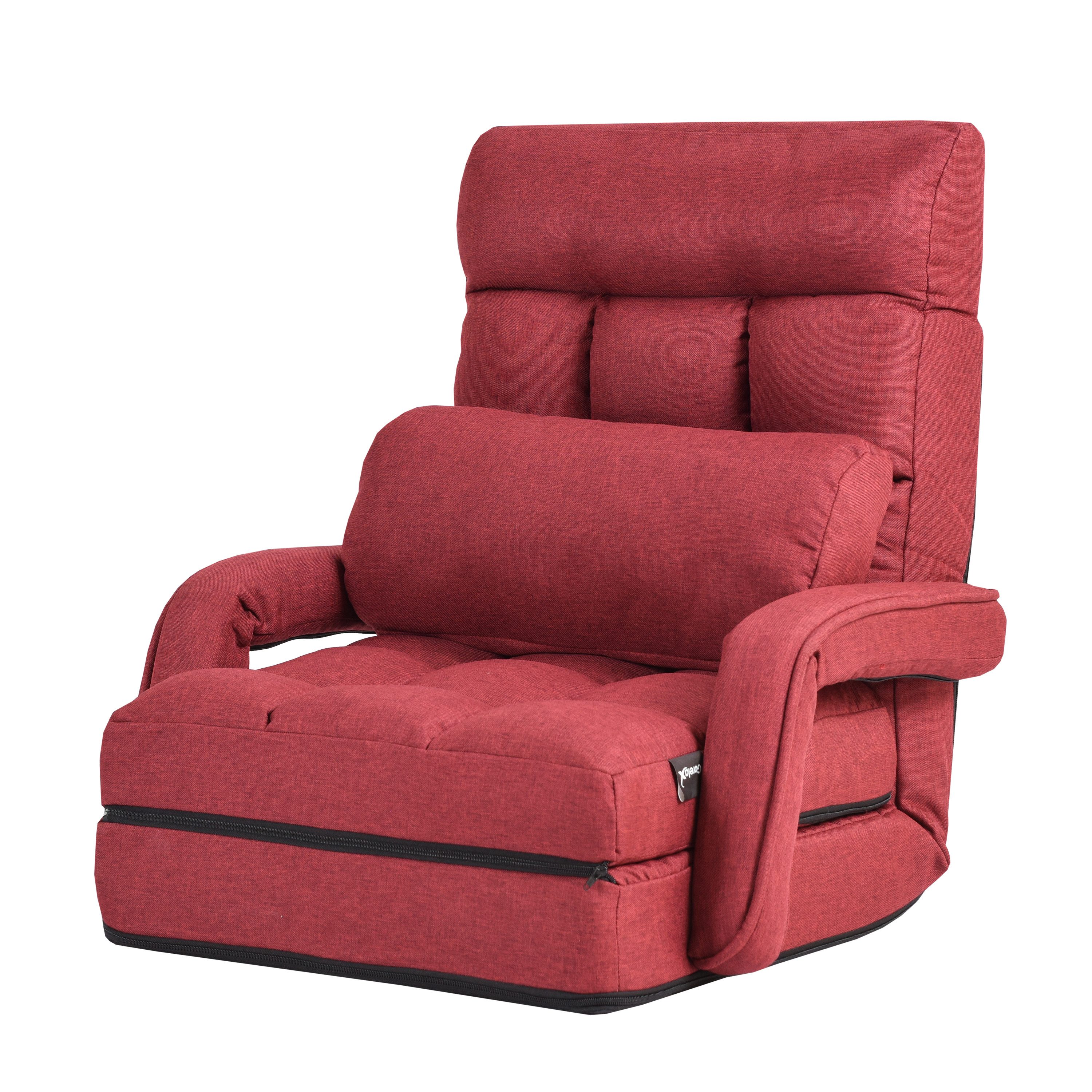 KOMFOTTEU Schlafsofa Klappsessel Bodenstuhl, mit Armlehnen und Kissen,aus B günstig online kaufen