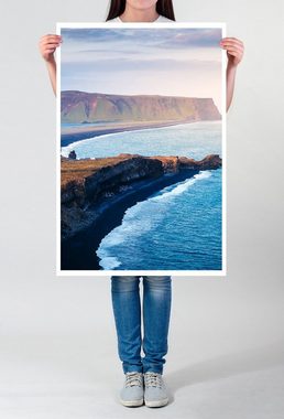 Sinus Art Poster 60x90cm Poster Landschaftsfotografie  Kirkjufjara Strand auf Island