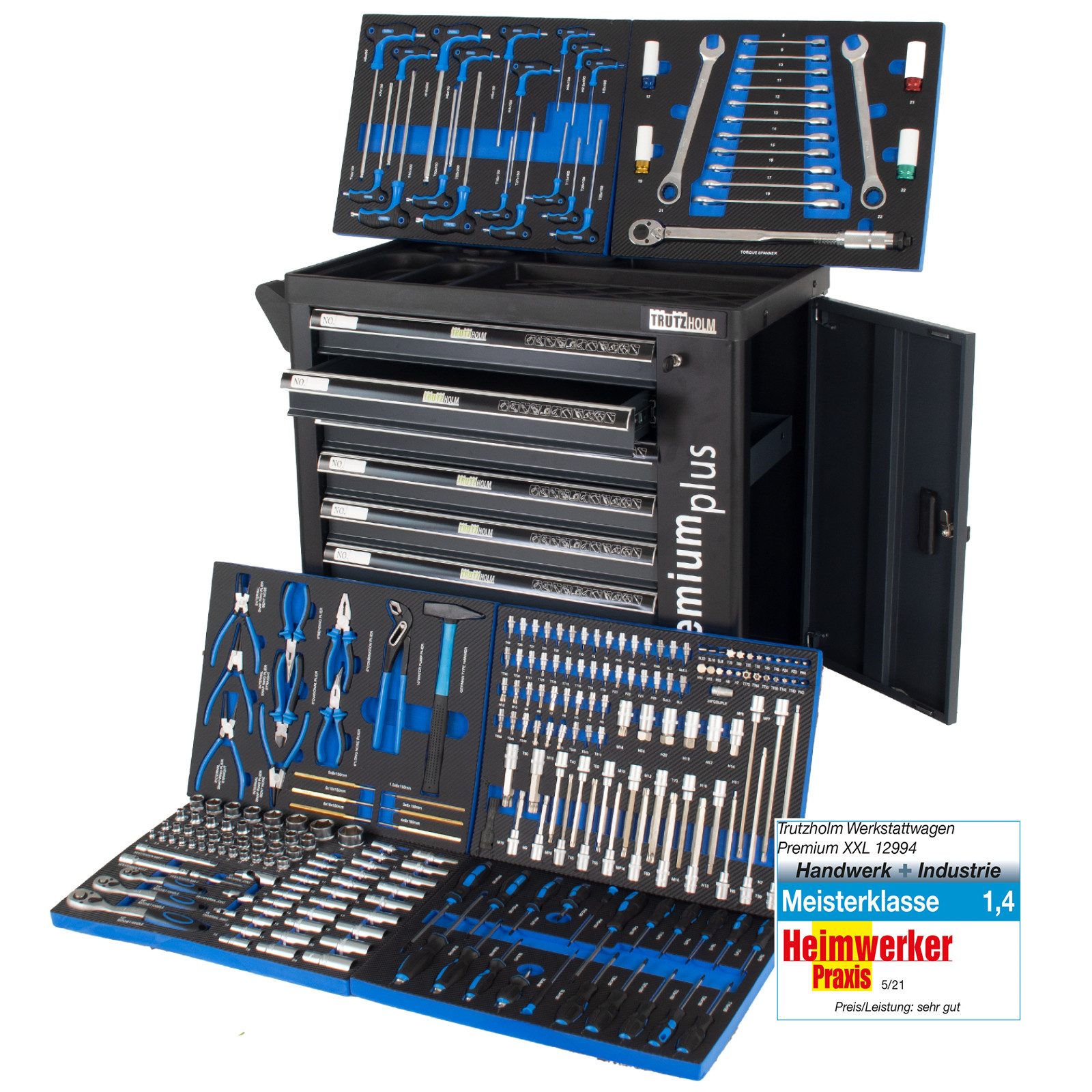 TRUTZHOLM Werkstattwagen Werkzeugwagen Premium XXL mit Werkzeug 840mm Breit günstig online kaufen