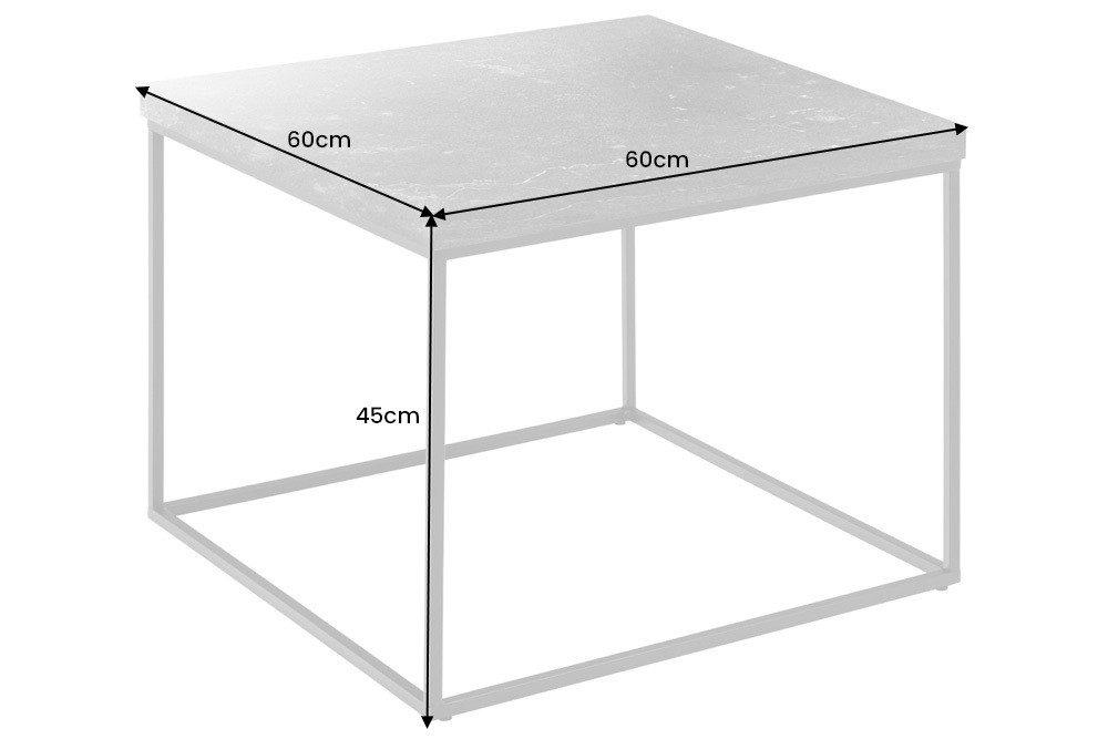 riess-ambiente Couchtisch ARCHITECTURE 60cm graphit / schwarz (Einzelartikel, 1-St), Wohnzimmertisch · Marmor-Design · Metall · quadratisch · Industrial