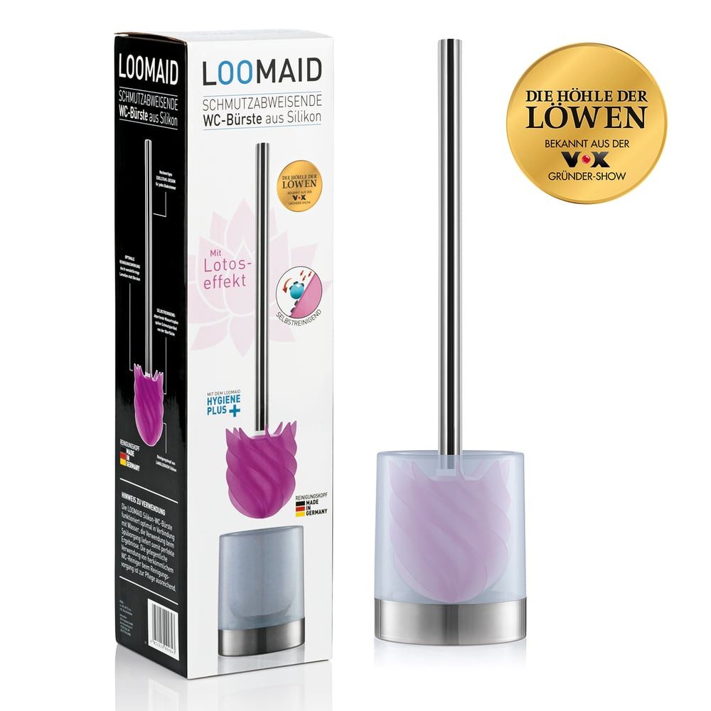LOOMAID WC-Reinigungsbürste LOOMAID WC-Bürste pink & Halter milchig, Toilettenbürste Klobürste WC-Bürste Silikonkopf pink/milchig