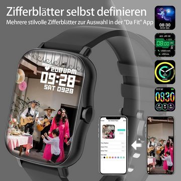 findtime Telefonieren mit Lautsprecher Touchscreen,Direkt Koppeln Smartwatch (1,7 Zoll, Android iOS), mit Bluetooth Kopfhörer Kabellos,Musikspeicher,Whatsapp Fähig