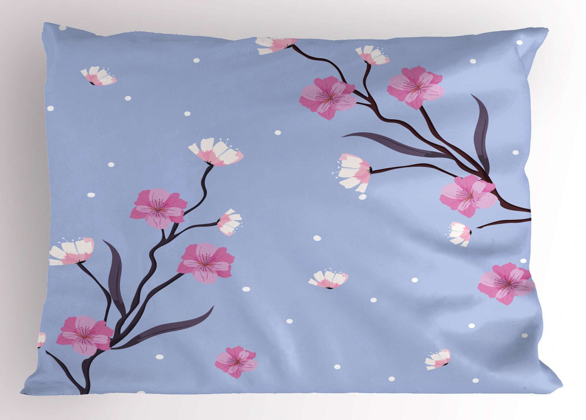 Zweig Blau Apple-Blüten Stück), Dekorativer Standard Abakuhaus King Gedruckter Size Pink (1 Und Kissenbezug, Kissenbezüge