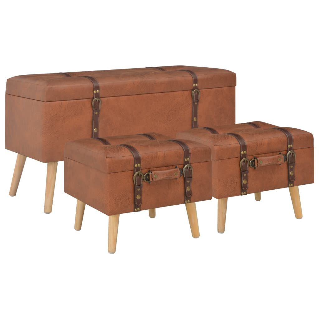 Sitzbank Hocker mit Stauraum 3 Stk. Hellbraun Kunstleder