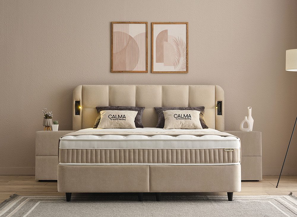 abc bedding Boxspringbett CALMA Luxus Stauraumbett - Boxbett mit Bettkasten, Funktionsbett mit Bettkasten