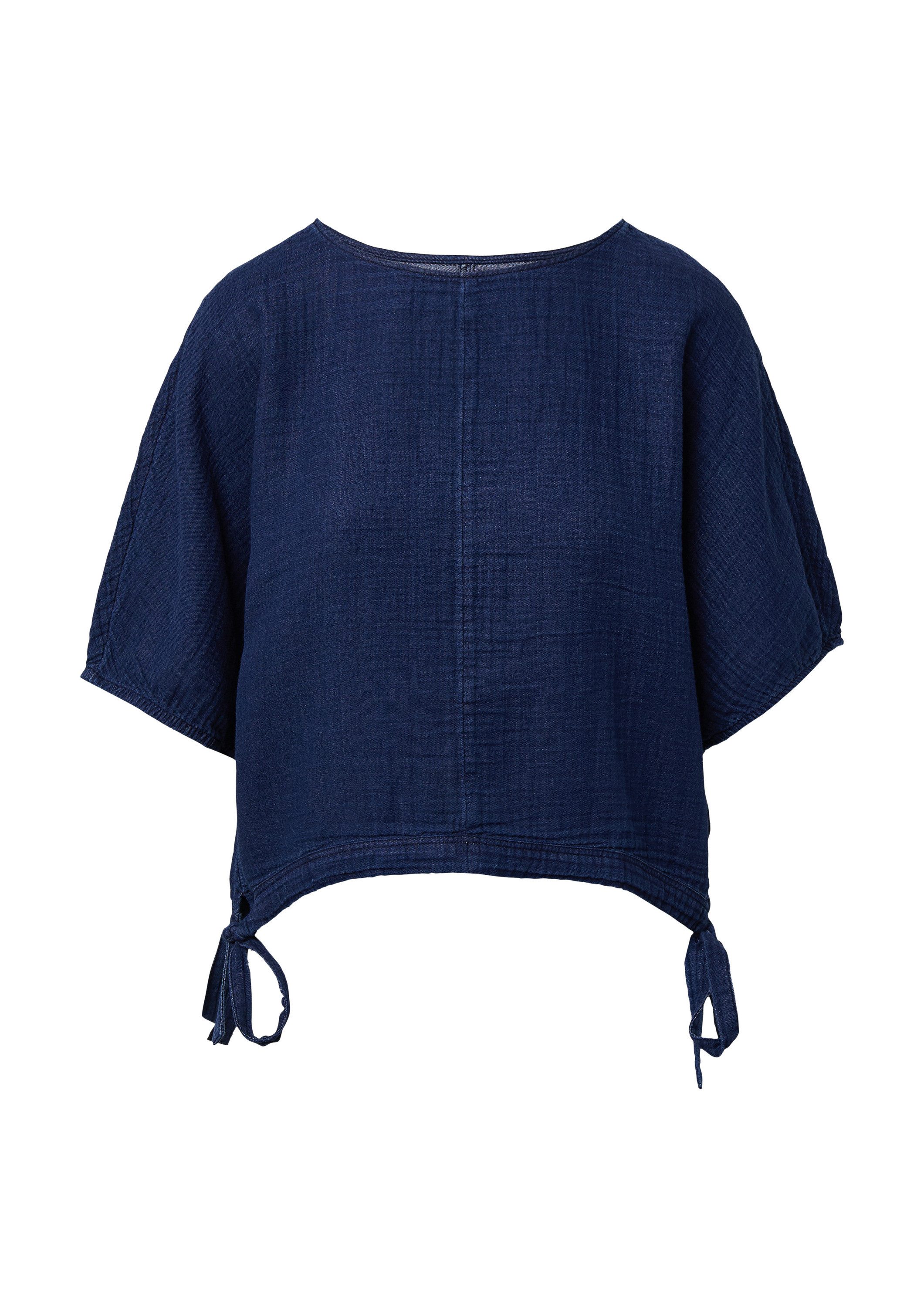 s.Oliver Kurzarmbluse Bluse Indigo dyed Bluse mit kurzen Fledermausärmeln