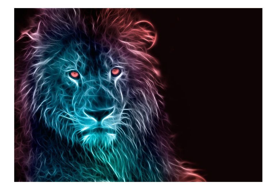 matt, KUNSTLOFT m, Vliestapete Tapete Design lion Abstract - rainbow 1.47x1.05 lichtbeständige