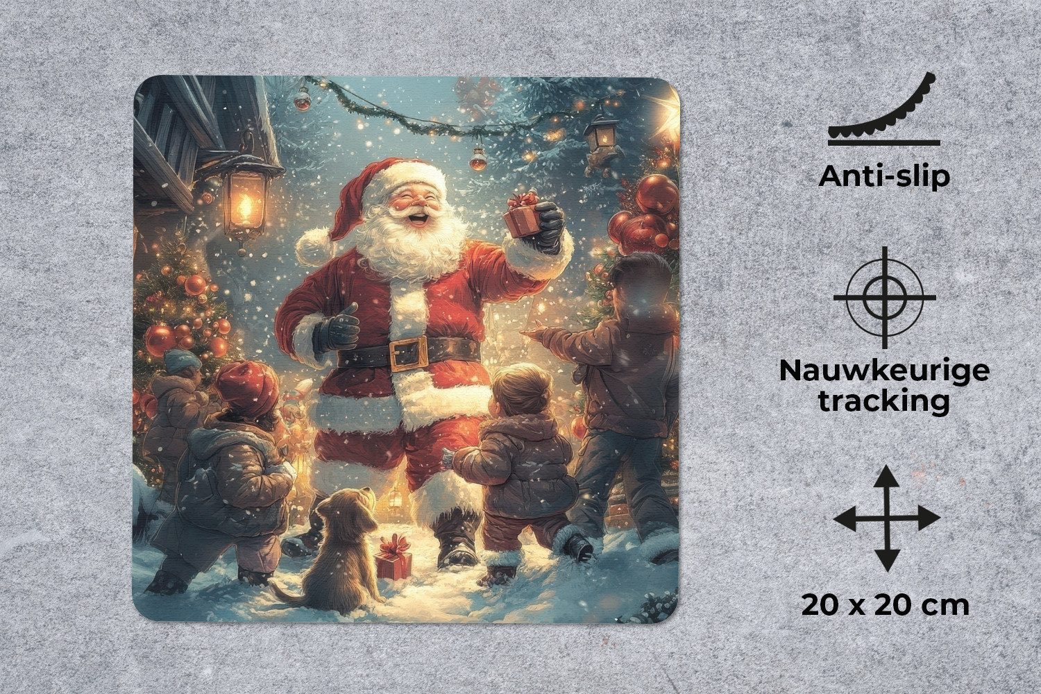 MuchoWow Mauspad Weihnachtsstimmung - Schnee - Farbenfroh (1-St), Mousepad, Schreibtisch Zubehör, Deko, 20x20 cm