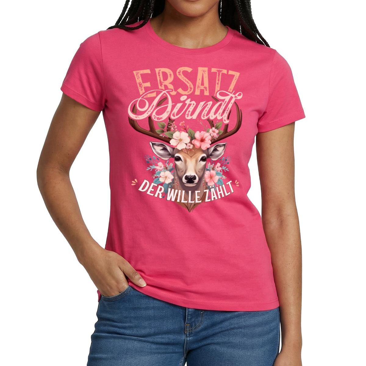 Spreadshirt T-Shirt Ersatz Dirndl Tracht Frauen T-Shirt (1-tlg) Slim Fit, fällt klein aus