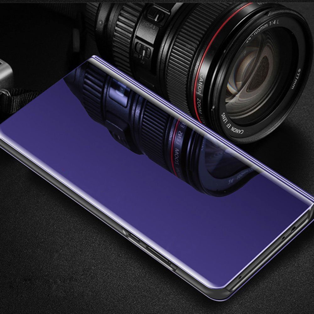 FITSU Handyhülle Spiegel Hülle für Samsung Galaxy A6 Handytasche, Schlanke Klapphülle, elegantes Flipcase, Handyhülle mit Standfunktion