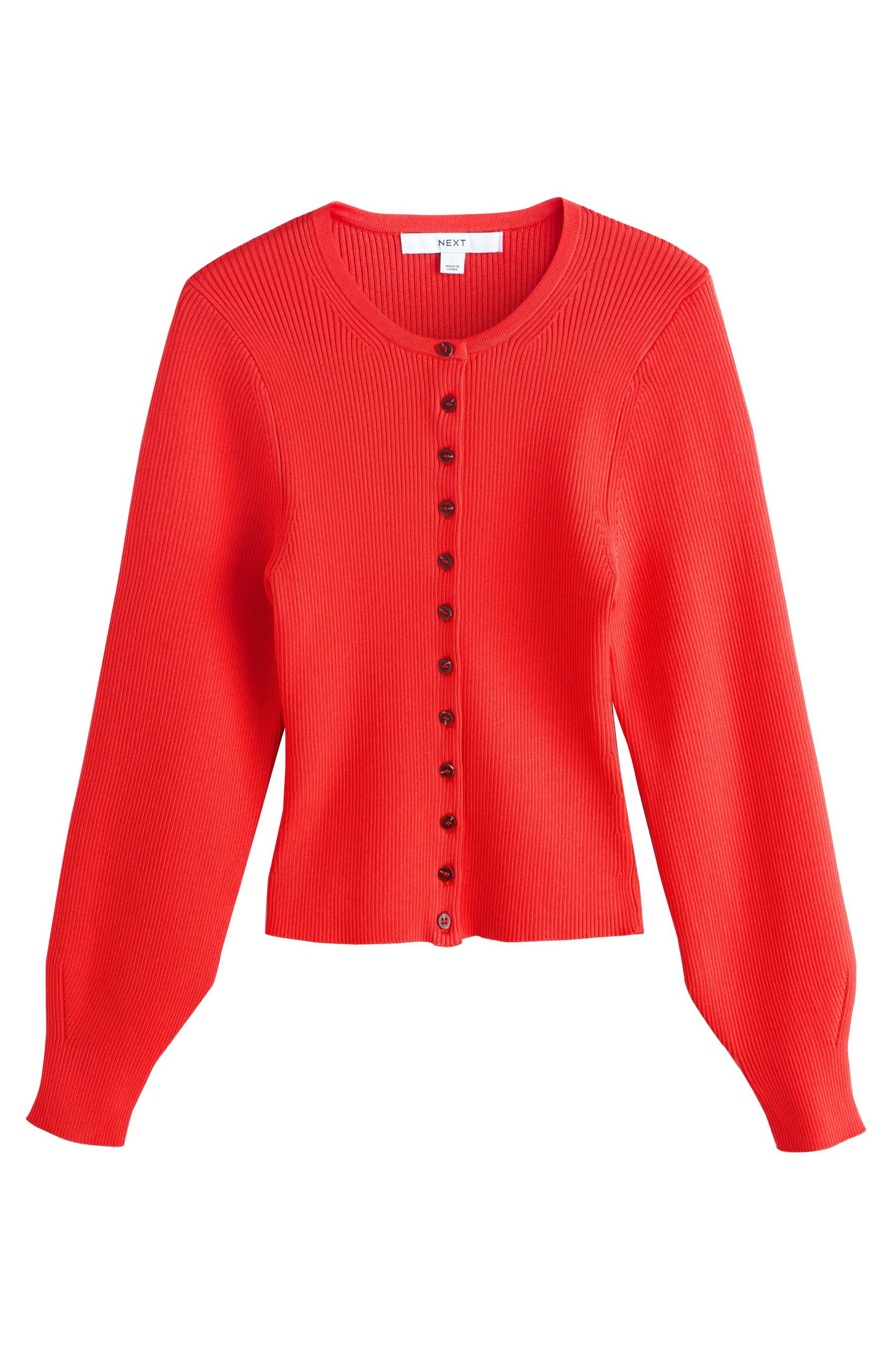 Next Strickjacke Gerippte Strickjacke mit Volumen-Ärmeln (1-tlg) günstig online kaufen