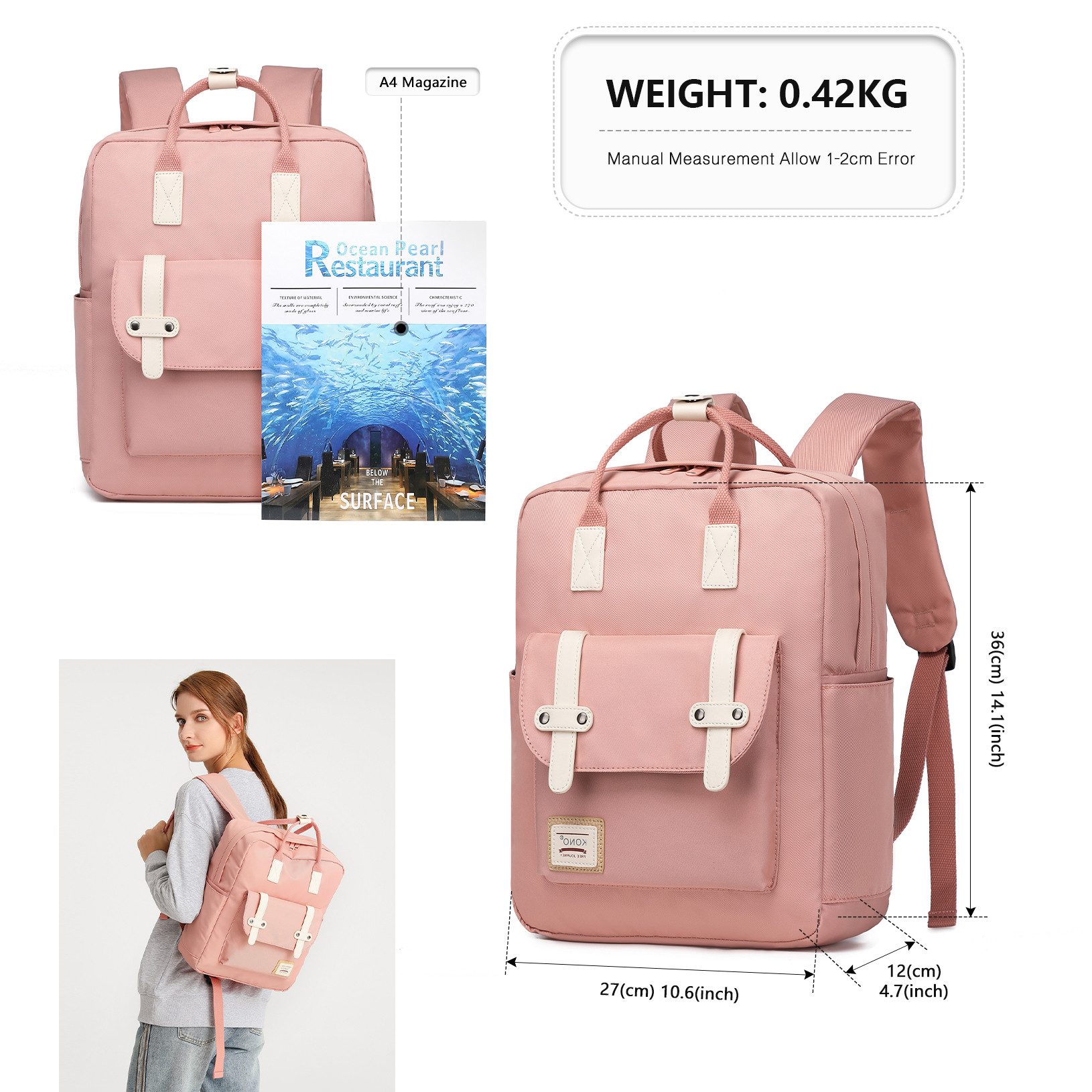 KONO Tagesrucksack Unisex Schulrucksack für Schule, Uni, Reisen & Business – Bild 2 von 5