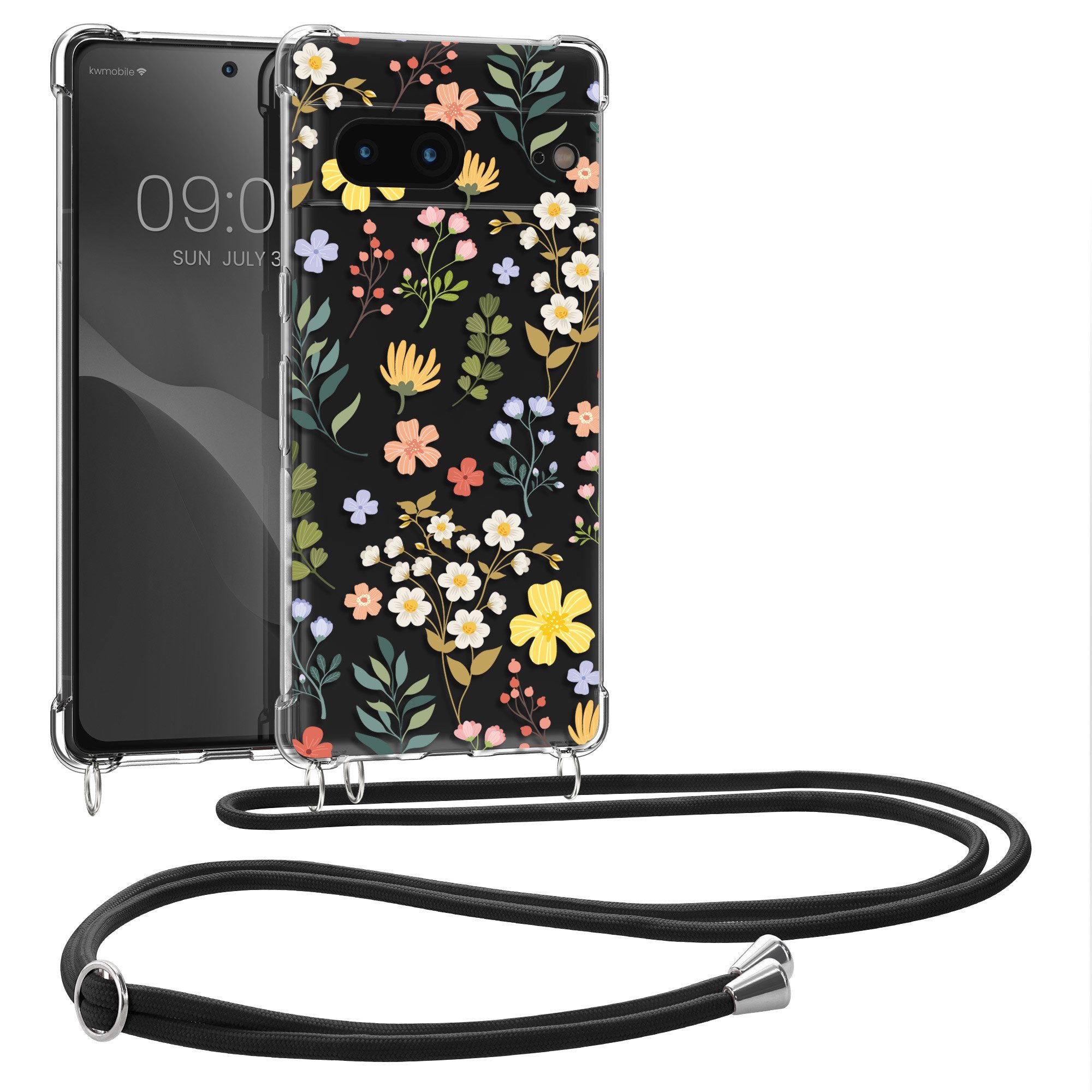 kwmobile Smartphone-Hülle Hülle für Google Pixel 7, Silikon Handyhülle mit Kette - Handykette Handyband